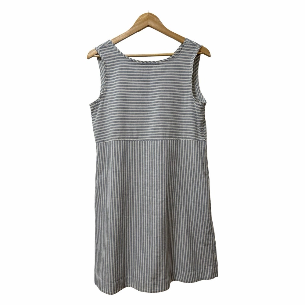 Eileen Fisher Womens Hemp‎ Cotton Shift Knee Length Dress Size SP Stripe Beachy